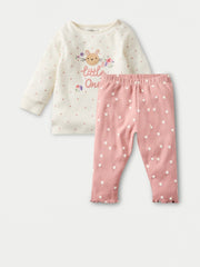 Bunny applique Tshirt and pajama set.