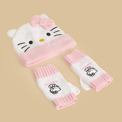 Hello kitty beanie with gloves set