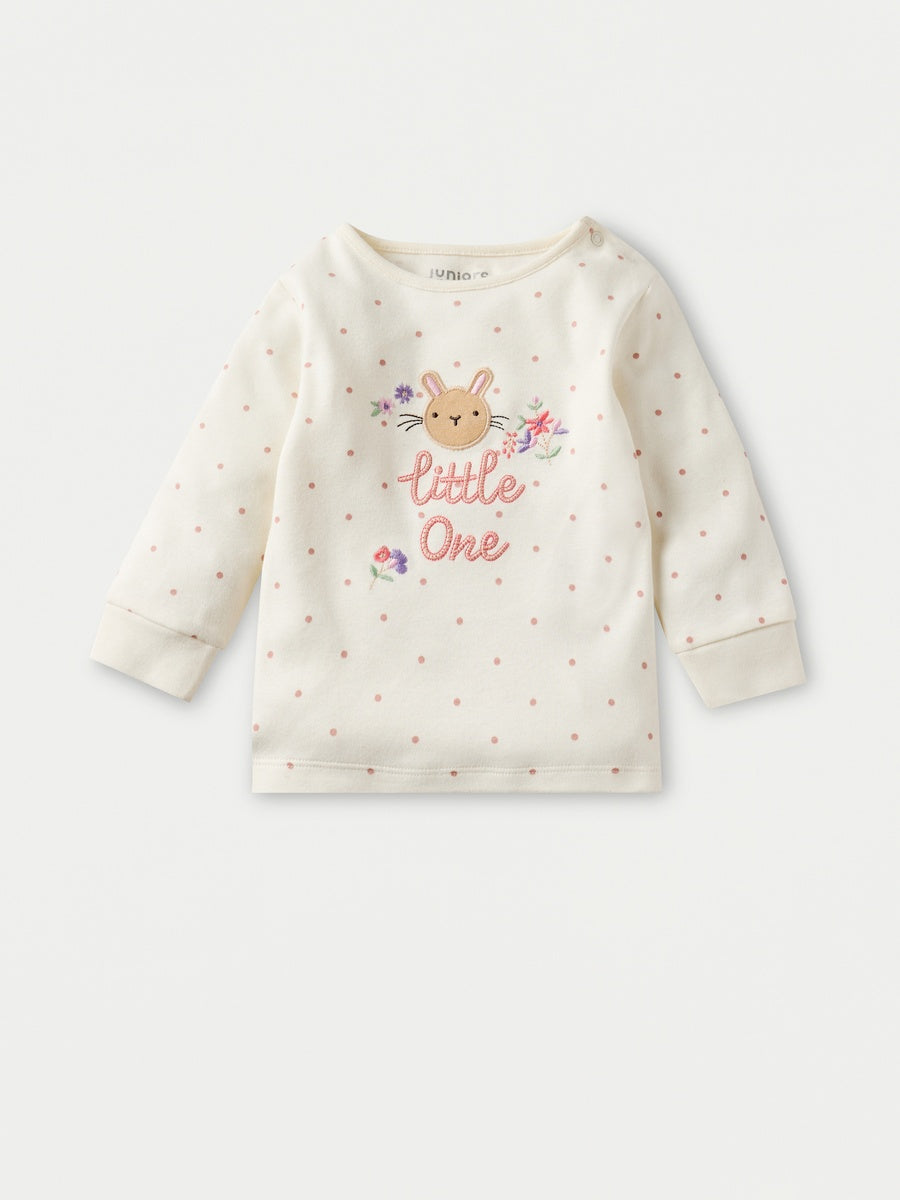 Bunny applique Tshirt and pajama set.