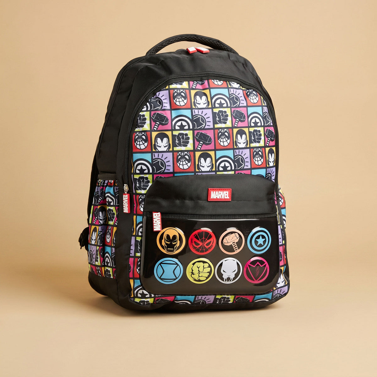 Marvel print backpack with adjustable shoulder straps