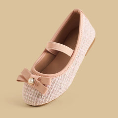 Bow accent ballerina shoes with Elasticated strap