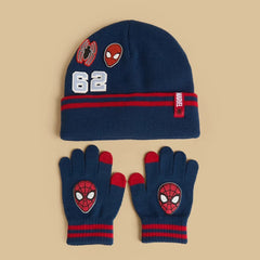 Spiderman print beanie with gloves