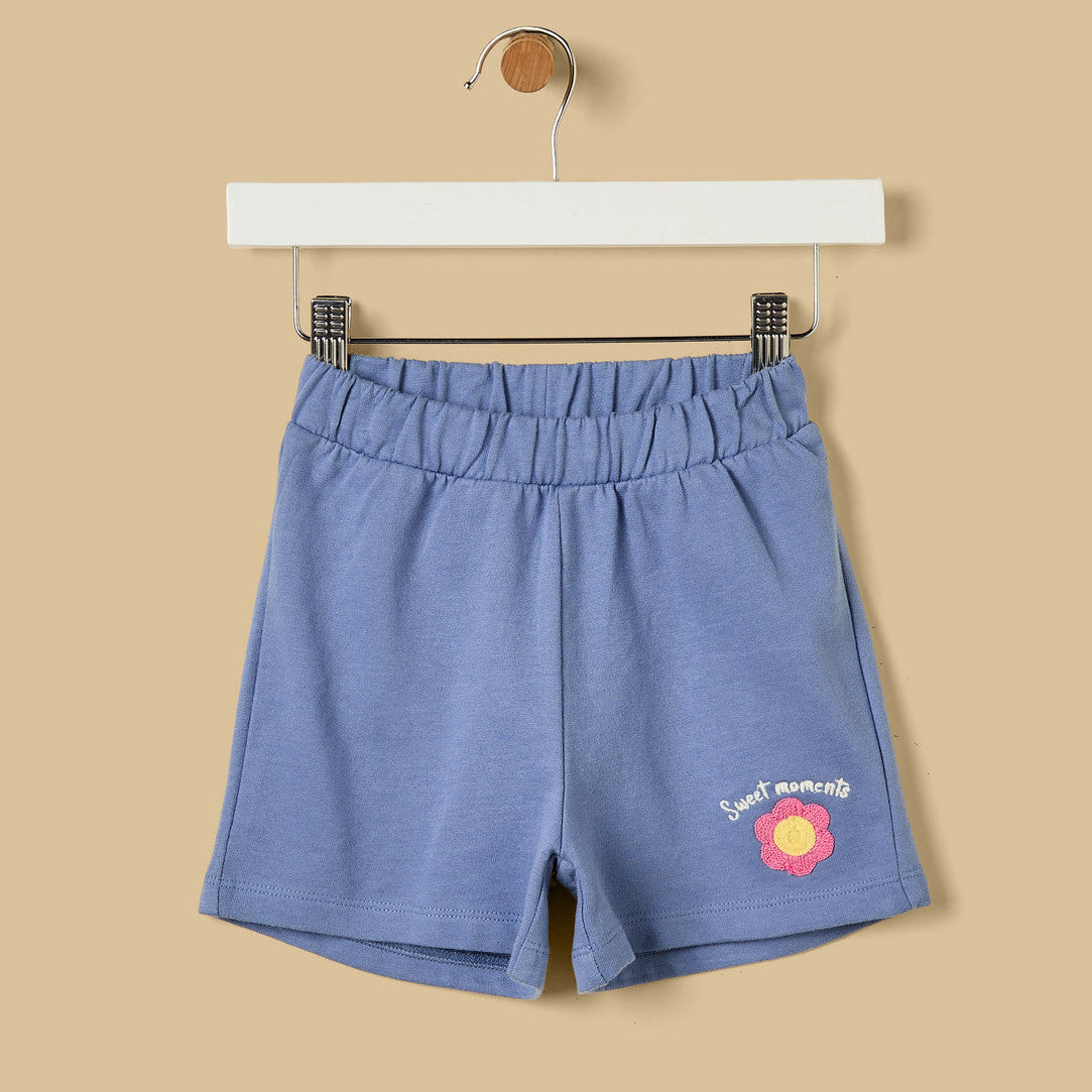 Rainbow applique striped t-shirt and shorts set
