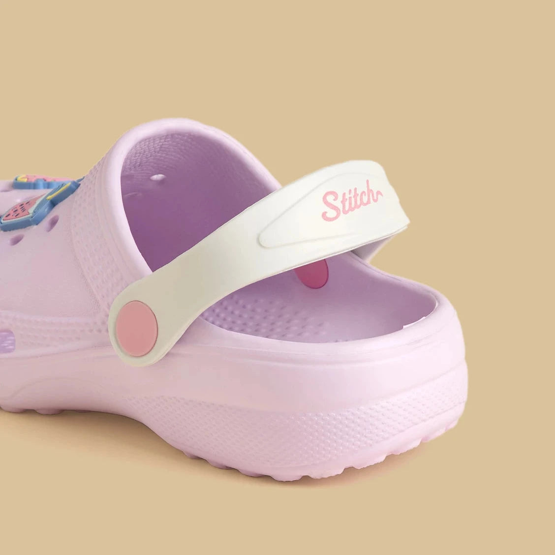 Stitch jibbitz clogs with backstrap