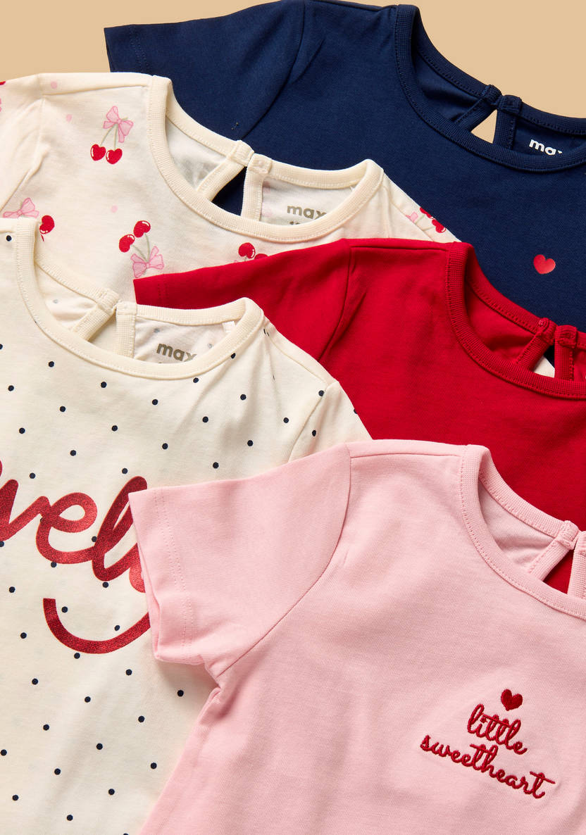 Pack of 5 - heart print t-shirts