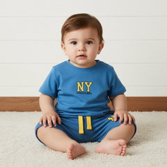 New york print corton T-shirt and shorts set