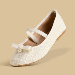 Pearl embellished ballerina shoes