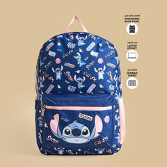 Stitch print backpack with adjustable straps