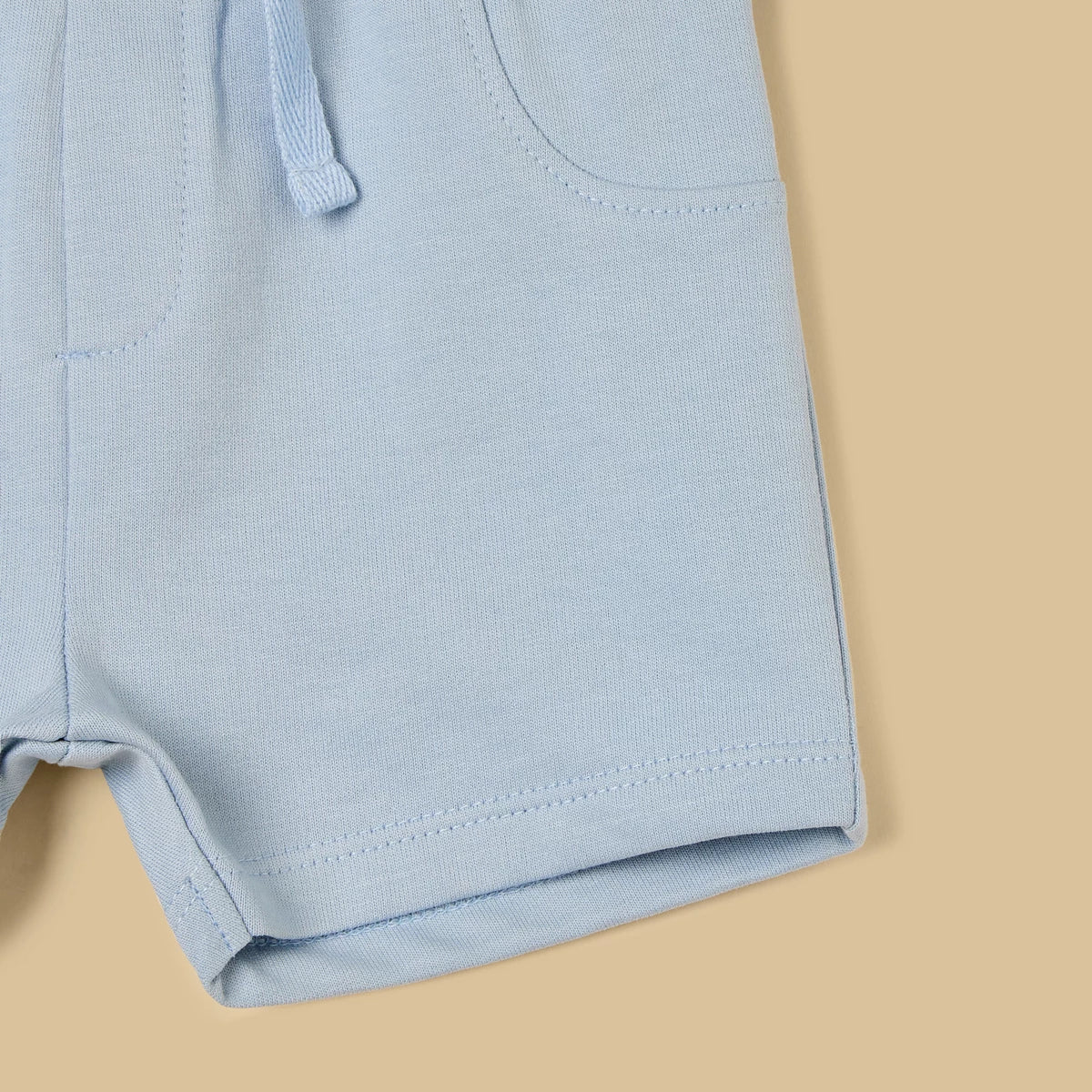 Bear applique striped polo T-shirt and shorts set