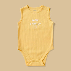 Pack of 3 - Printed Ribbed Sleeveless Cotton Bodysuit