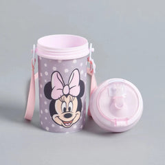 Minnie mouse print water bottle with strap