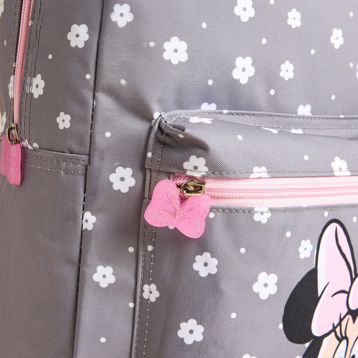 Minnie mouse print backpack with adjustable straps