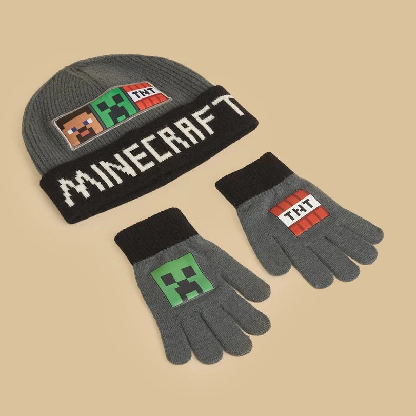 Minecraft beanie with gloves set