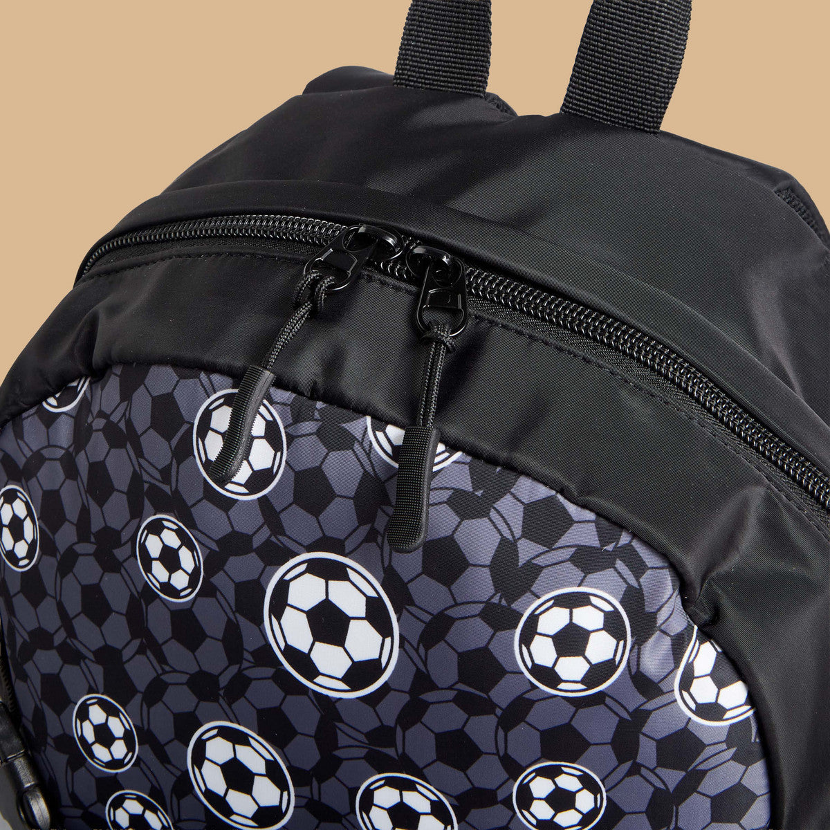 Football print backpack with adjustable straps