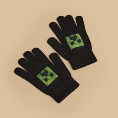 Minecraft applique beanie cap with gloves