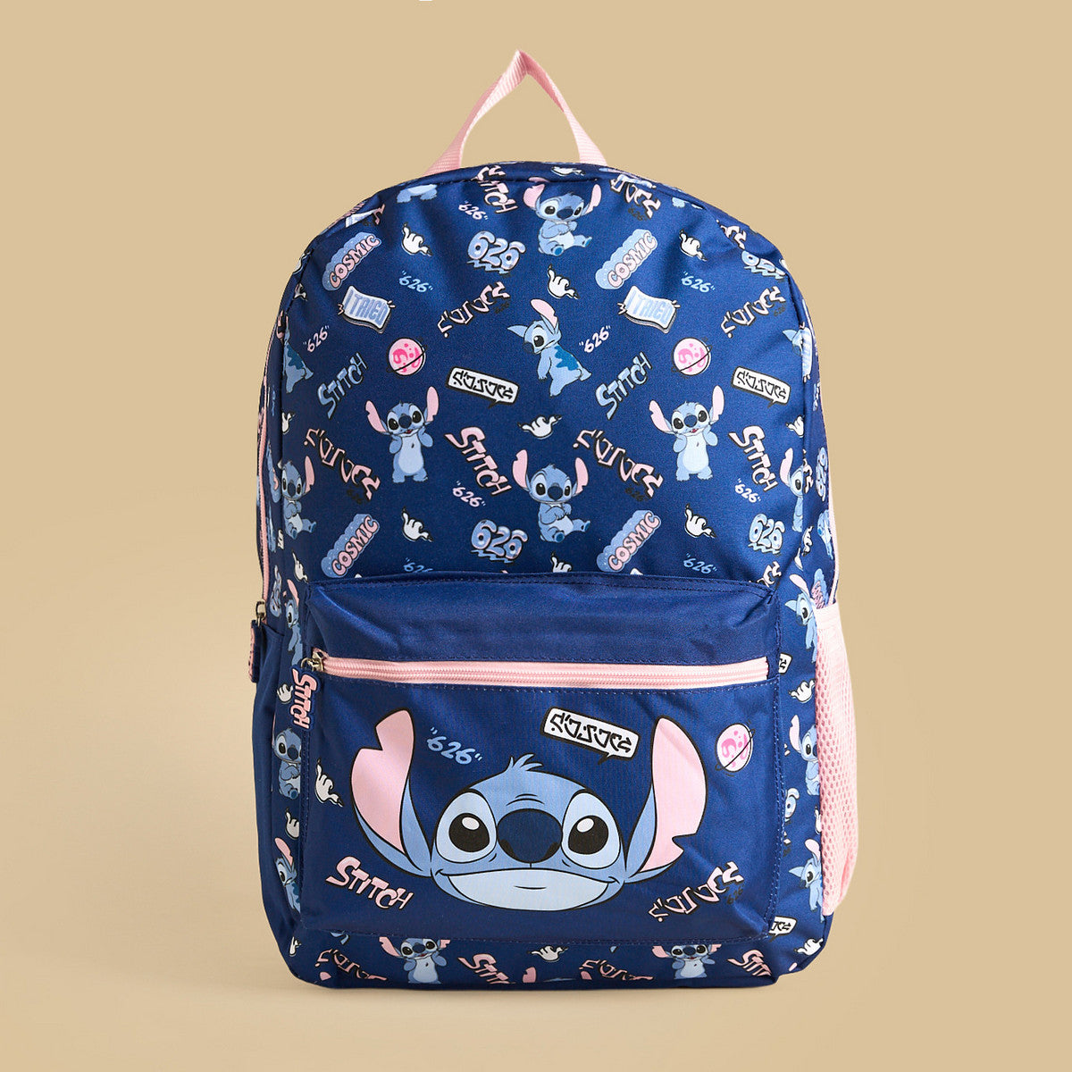 Stitch print backpack with adjustable straps