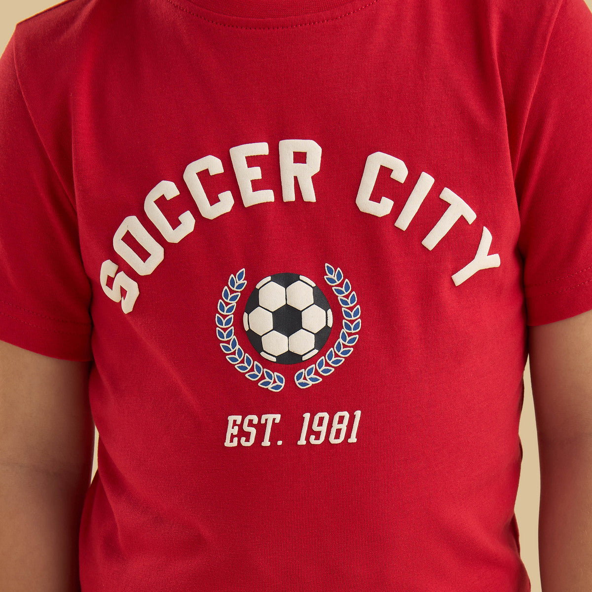 Football print cotton t-shirt