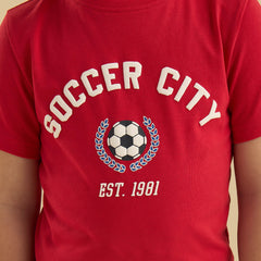 Football print cotton t-shirt