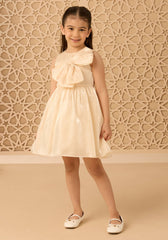 Shimmer textured bow applique sleeveless dress
