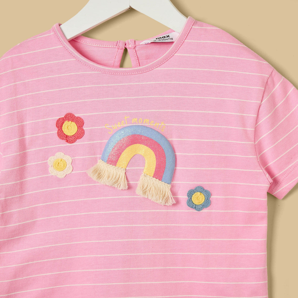 Rainbow applique striped t-shirt and shorts set
