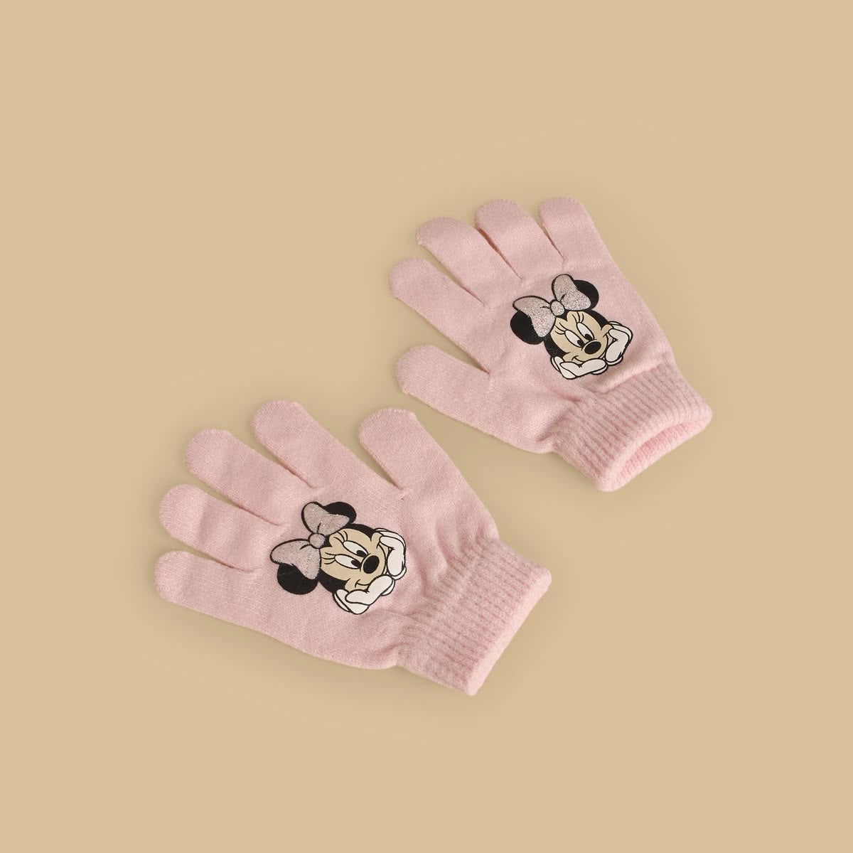 Minnie mouse print beanie and gloves set