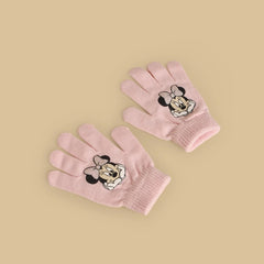 Minnie mouse print beanie and gloves set