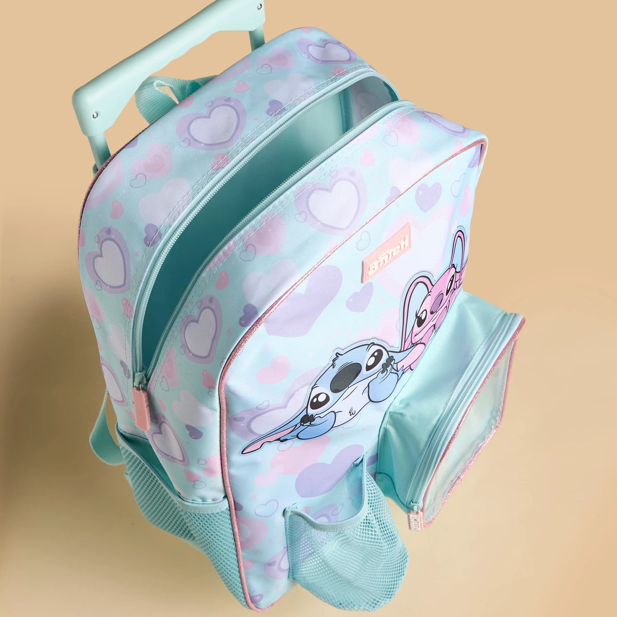 Stitch and angel print 3- piece trolley backpack set