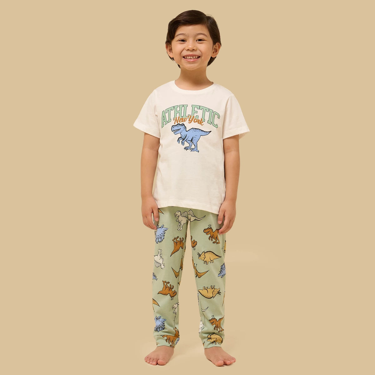 Dinosaur print cotton pajama set