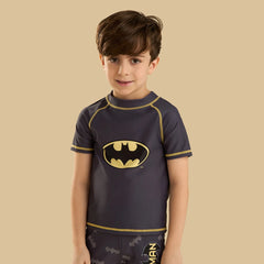 Batman print cotton T-shirt and swim shorts set