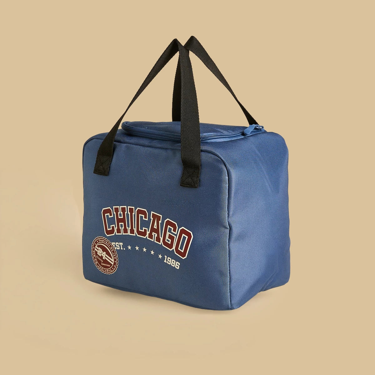 Printed lunch bag with zip closure