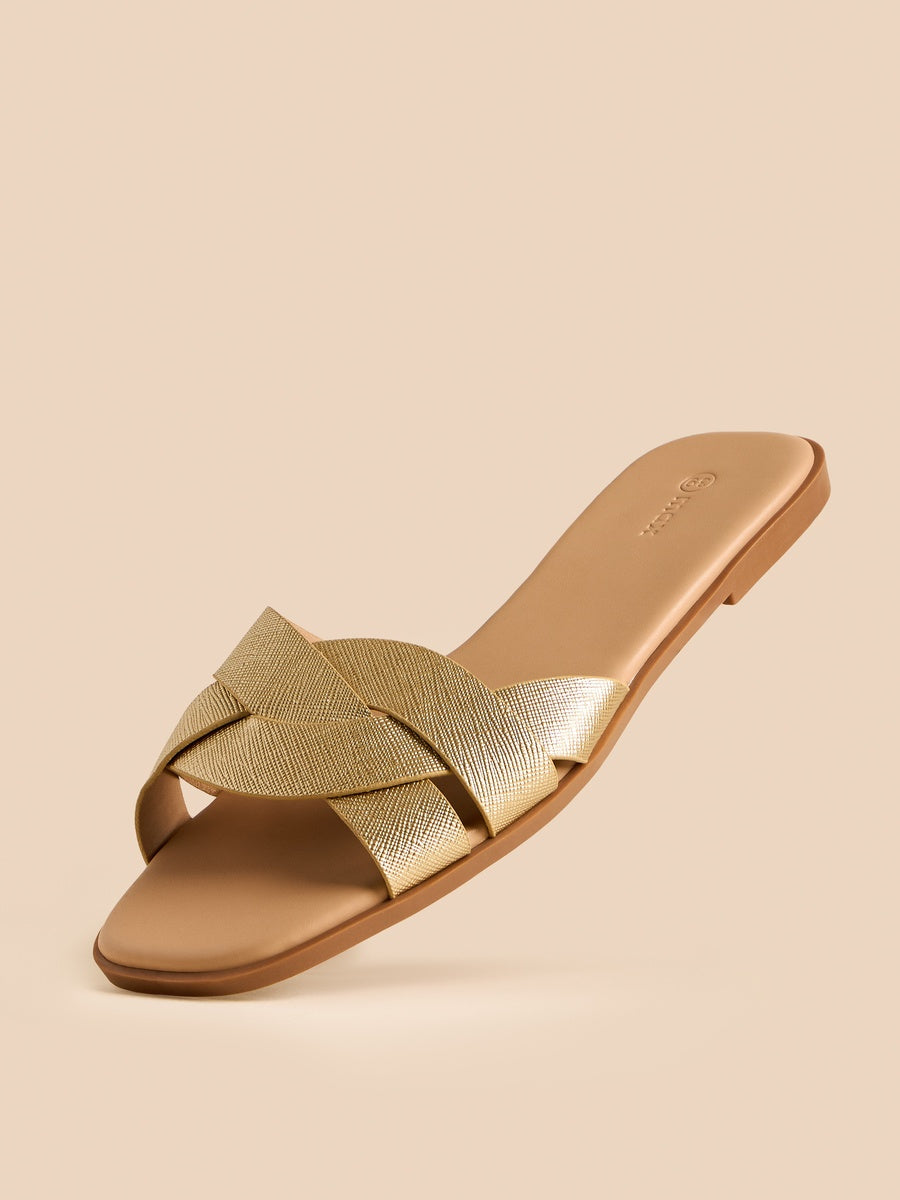Cross strap slip-on flat sandals