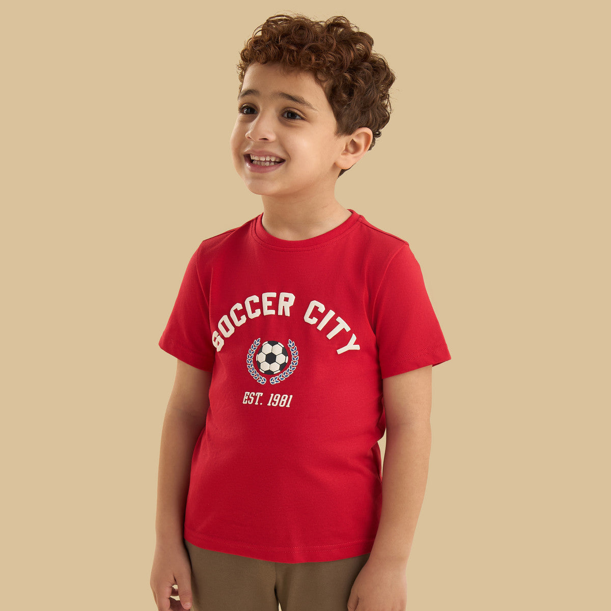 Football print cotton t-shirt