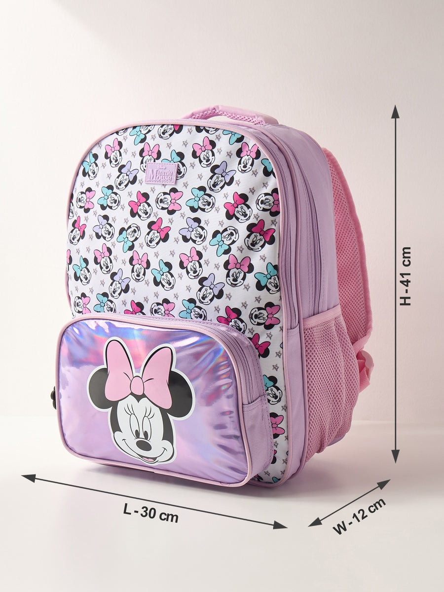 Minnie mouse print backpack with adjustable straps