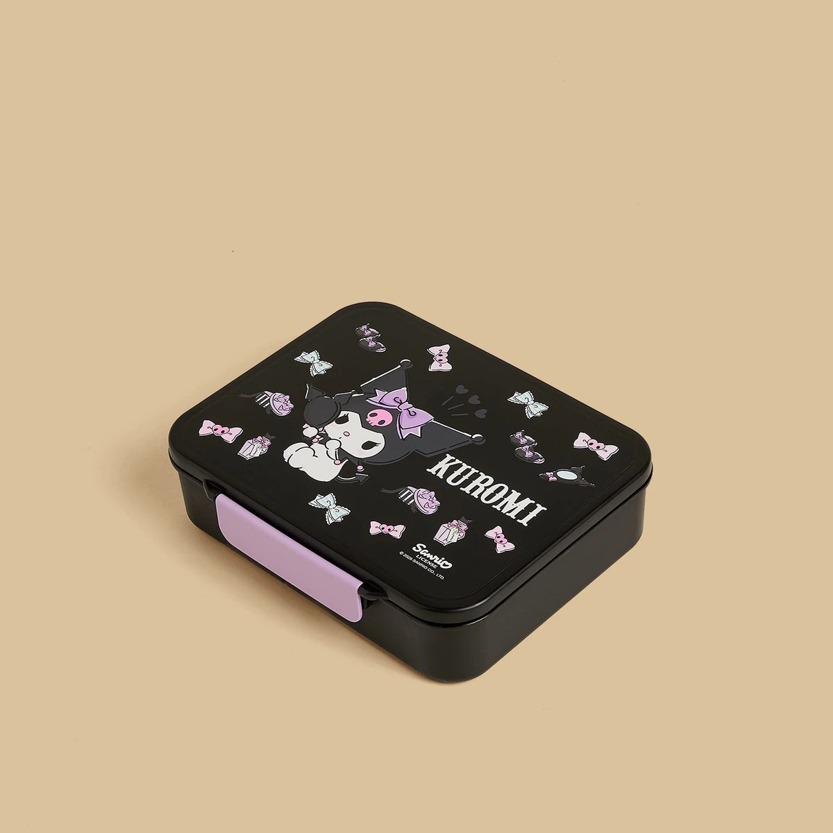 Kuromi print sandwich box with clip lock lid