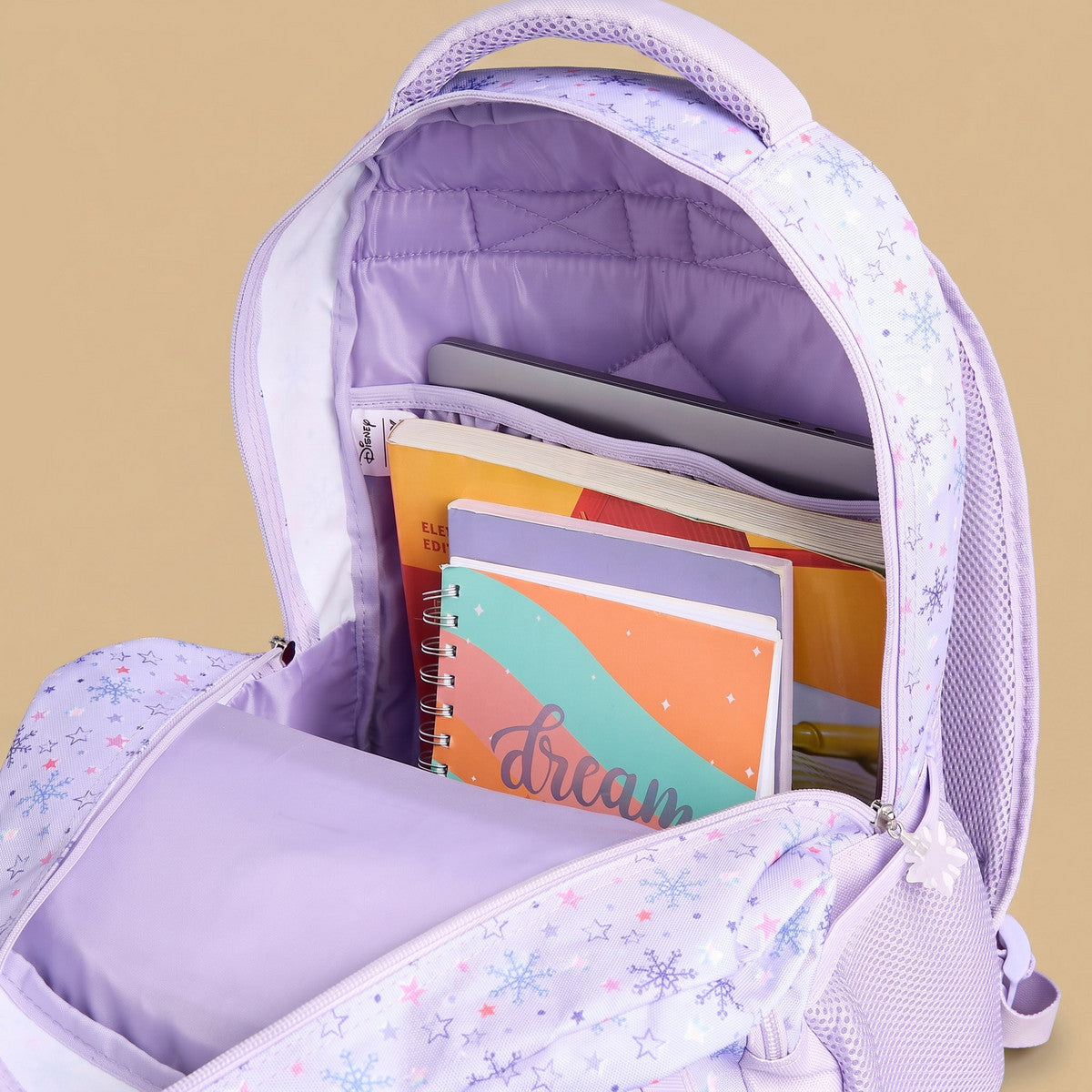 Frozen print backpack with adjustable shoulder straps