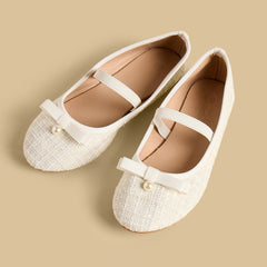 Pearl embellished ballerina shoes