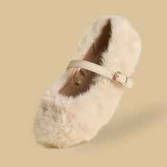 Plush ballerina shoes with buckle closure