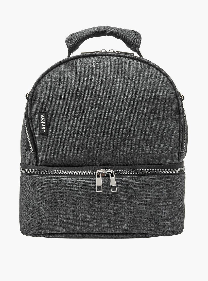 Juniors solid insulated diaper bag with adjustable strap and zip closure
