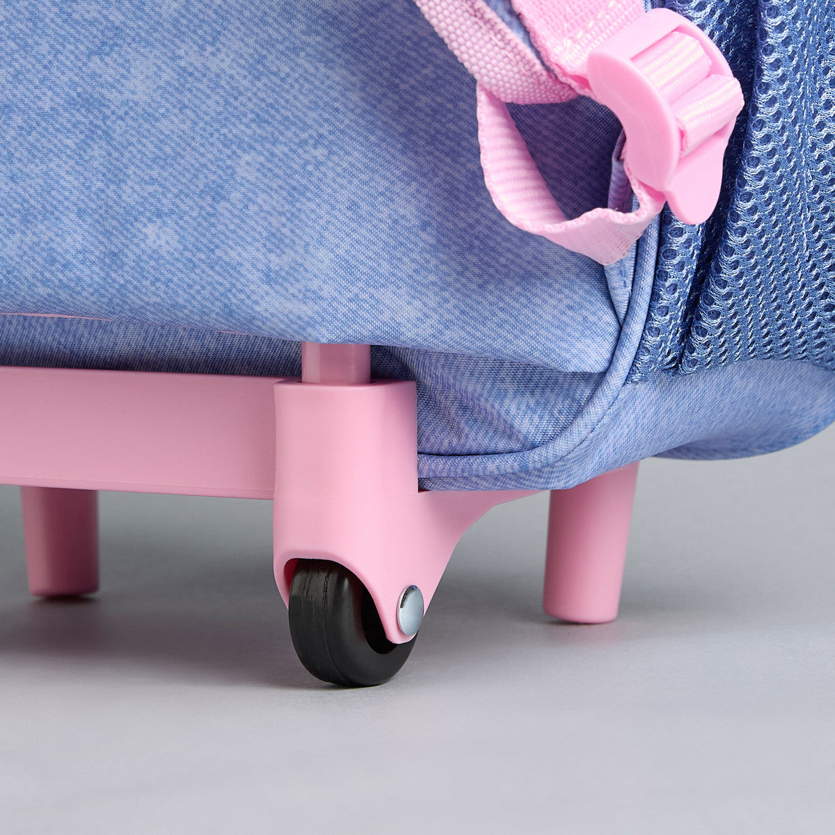 Stitch print trolley backpack with wheels and retractable handle