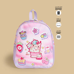Cupcake print padded shoulder straps backpack with zip closure