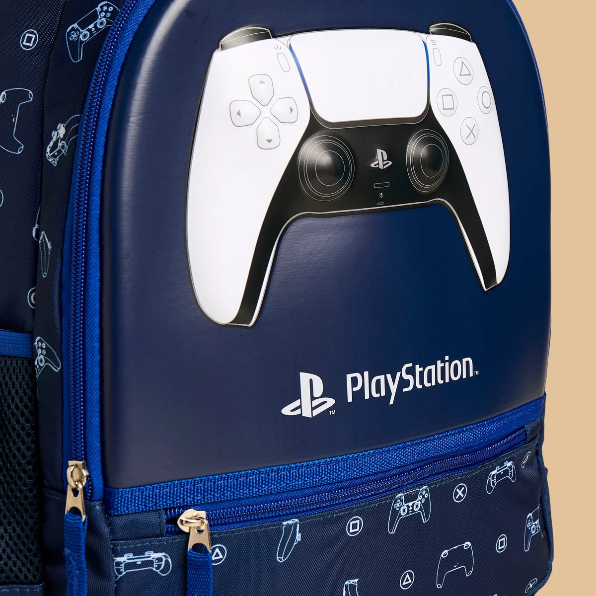 Playstation logo print padded straps backpack with zip closure