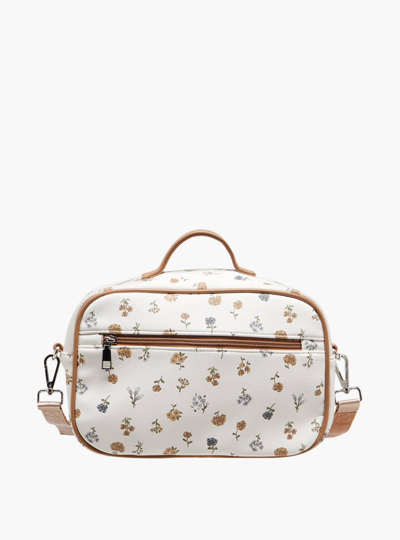 Giggles floral print diaper bag with zip closure