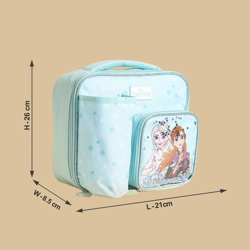 Frozen print lunch bag with zip closure
