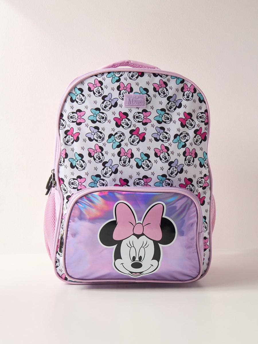 Minnie mouse print backpack with adjustable straps