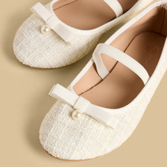 Pearl embellished ballerina shoes