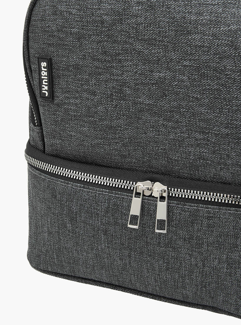 Juniors solid insulated diaper bag with adjustable strap and zip closure
