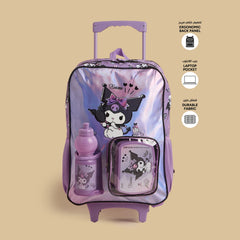 Kuromi print 3 -piece trolley backpack set.