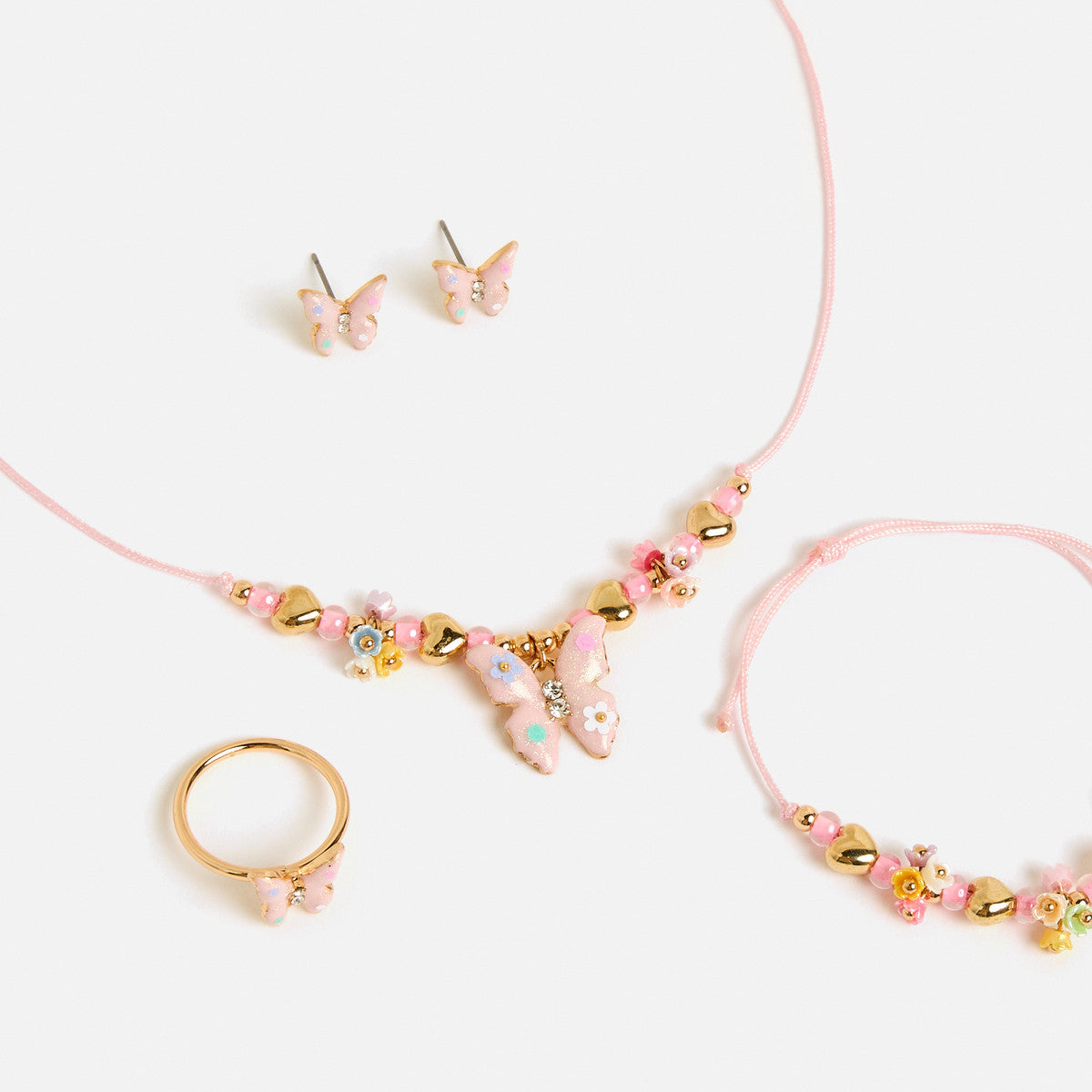 Butterfly embellished 4-piece jewellery set