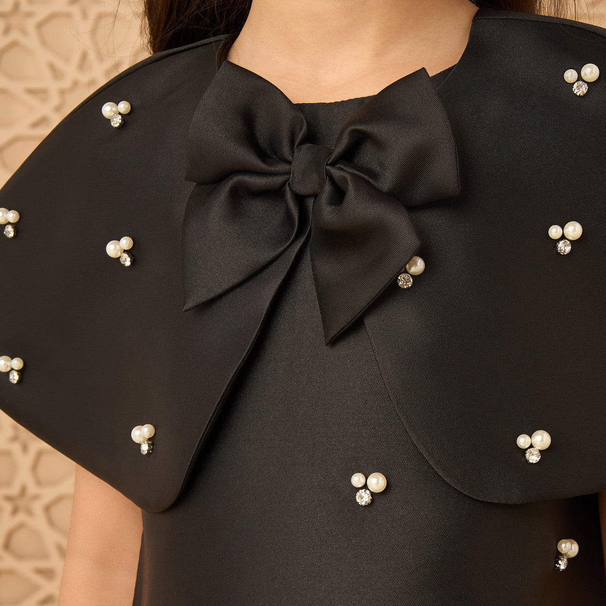 Embellished A-line Cape Dress