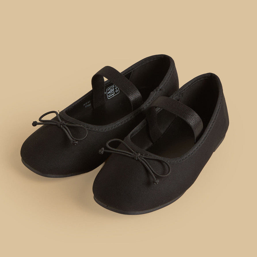 Bow accent ballerina shoes with elastic strap